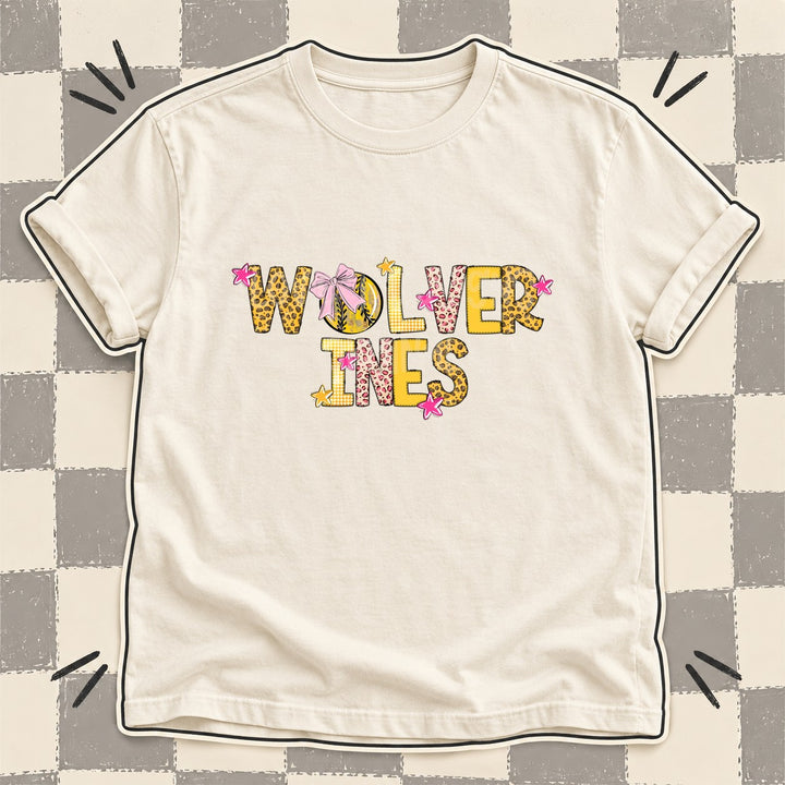 Wolverines Mixed Doodle Softball Mascots – Sunshine Leopard DTF transfer mockup