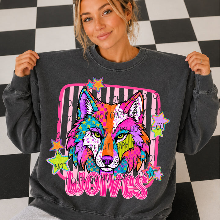 Wolves Funky Fresh mascot DTF transfer