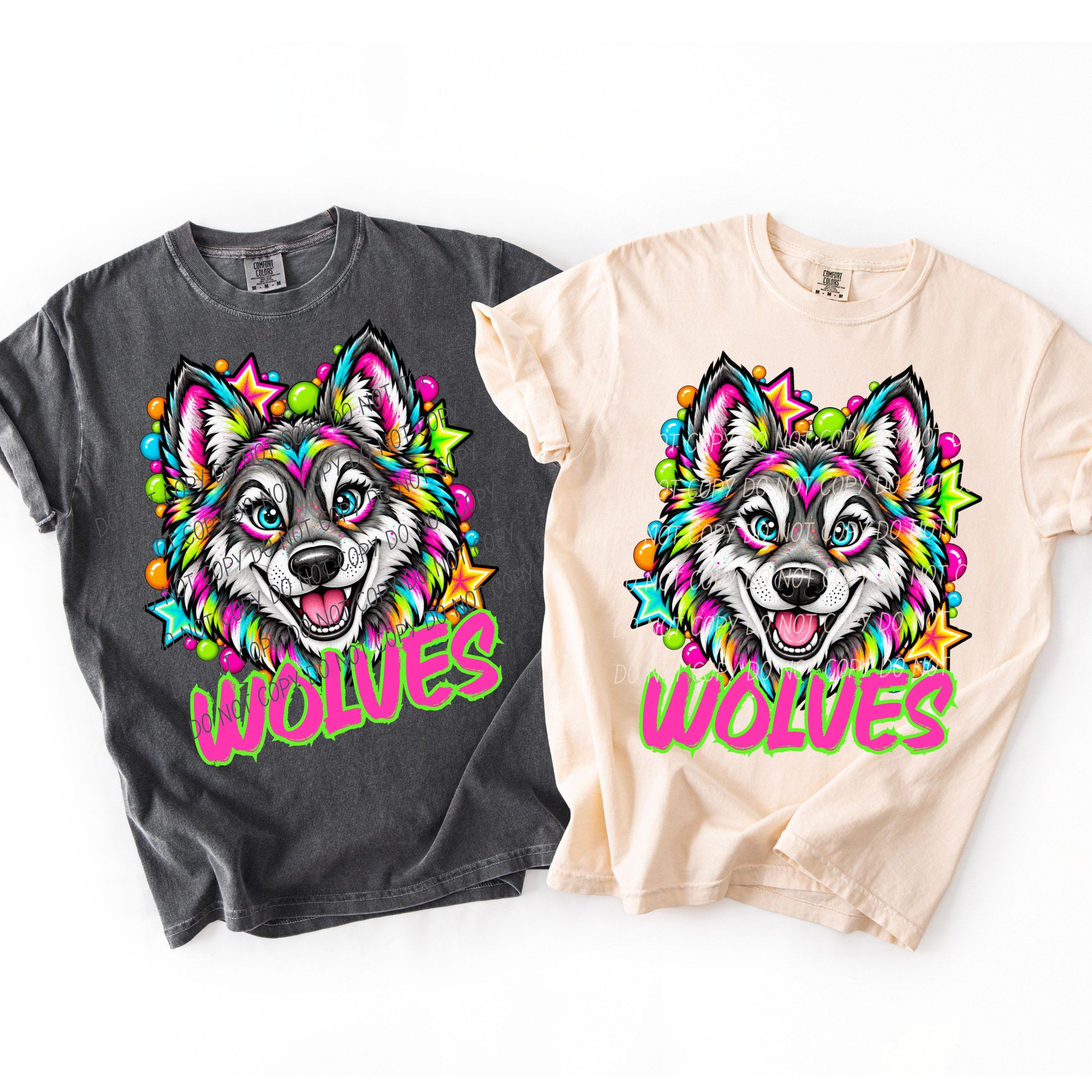 Neon Starstruck Mascots WOLVES design