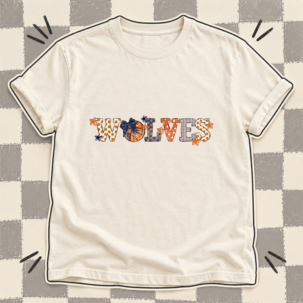 Mixed Doodle Basketball Mascots – Court Classic Wolves design