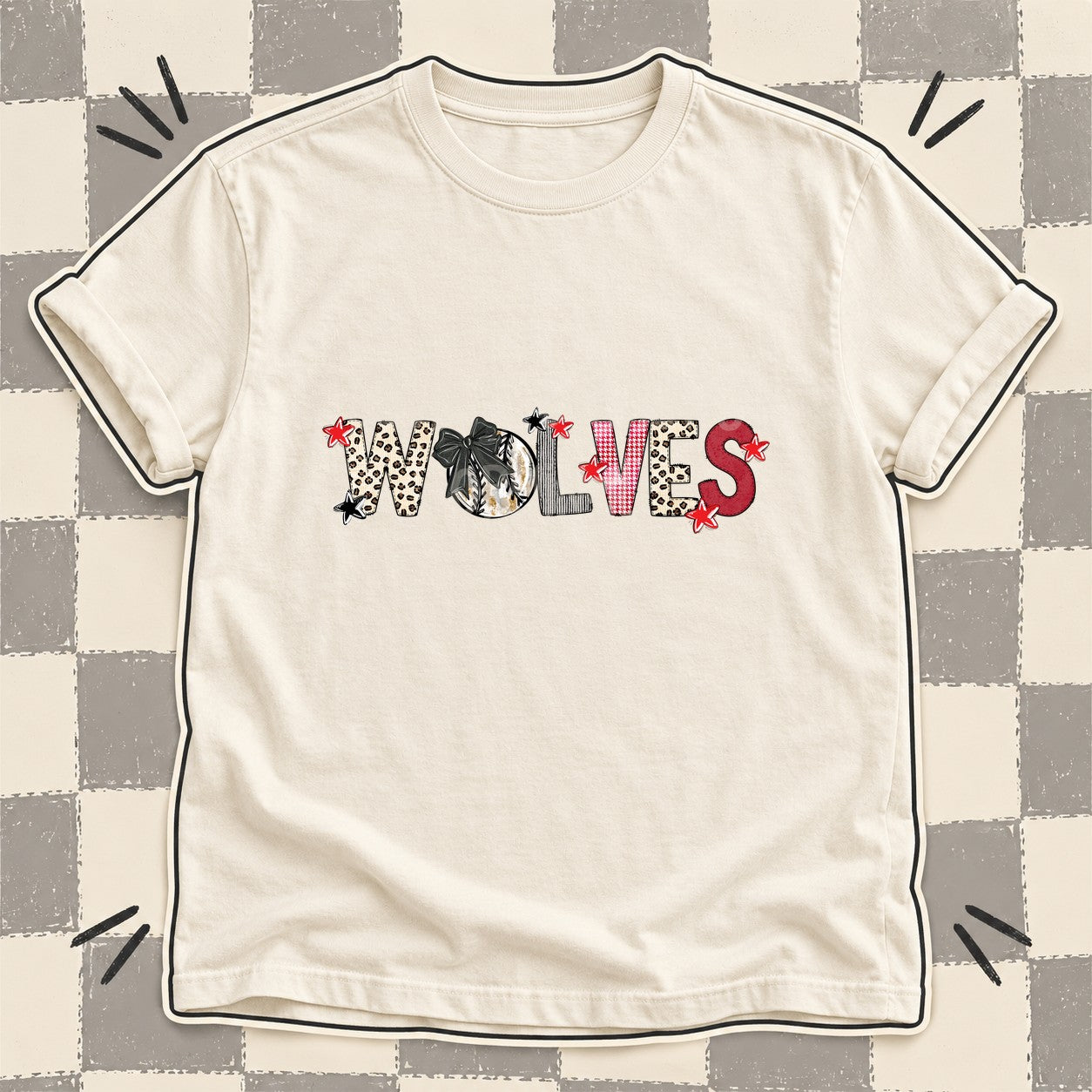 Mixed Doodle Baseball Mascots – Stitched Ballpark Wolves design