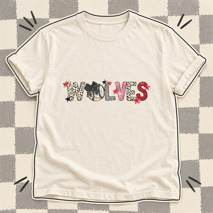 Wolves Mixed Doodle Baseball Mascots – Stitched Ballpark DTF transfer mockup