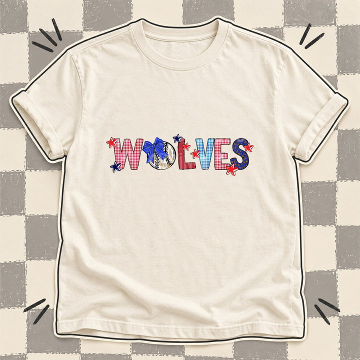 Wolves Mixed Doodle Baseball Mascots – Red and Royal DTF transfer mockup