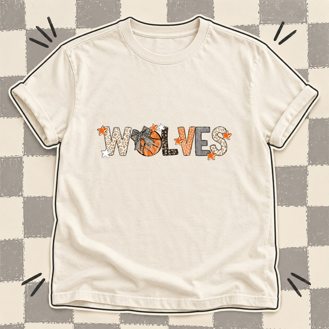 Wolves Mixed Doodle Basketball Mascots – Orange and Brown DTF transfer mockup