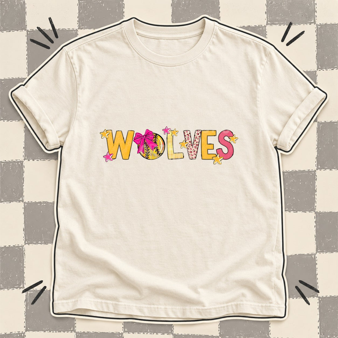 Wolves Mixed Doodle Softball Mascots – Stitched Softball DTF transfer mockup