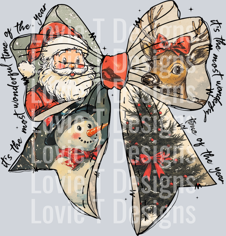 WONDERFUL TIME OF YEAR CHRISTMAS CLASSIC BOW BLACK FONT