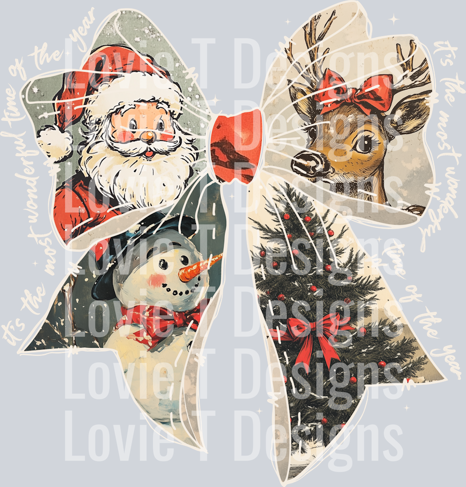 WONDERFUL TIME OF YEAR CHRISTMAS CLASSIC BOW WHITE FONT