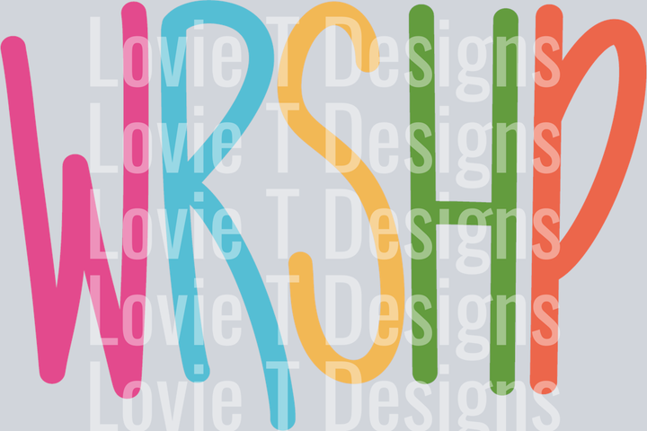 WORSHIP WRSHP LETTERING BRIGHT