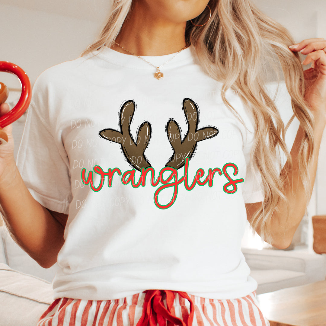Wranglers Reindeer mascot DTF transfer