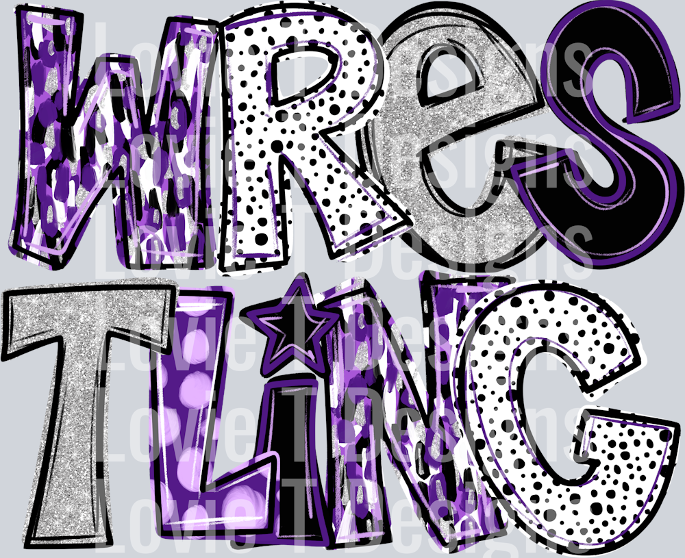 Wrestling Purple Word Art