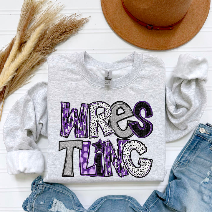 WRESTLING PURPLE WORD ART