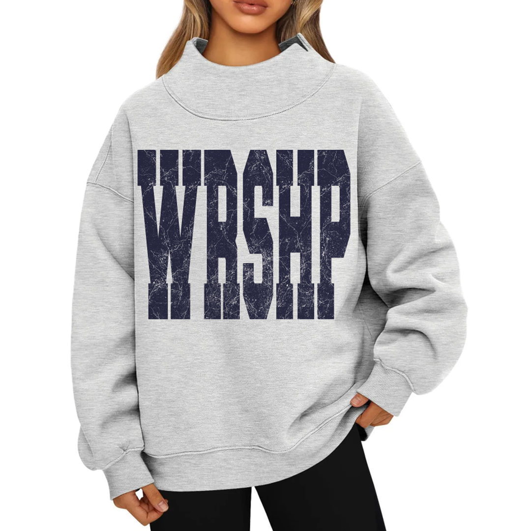 Wrshp Distressed Navy – DTF Transfer