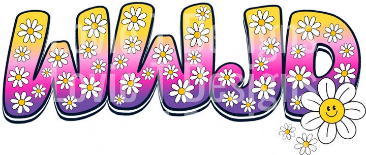 WWJD Groovy Daisies DTF transfer design