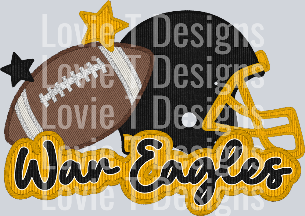 War Eagles Helmet and Football Faux Applique