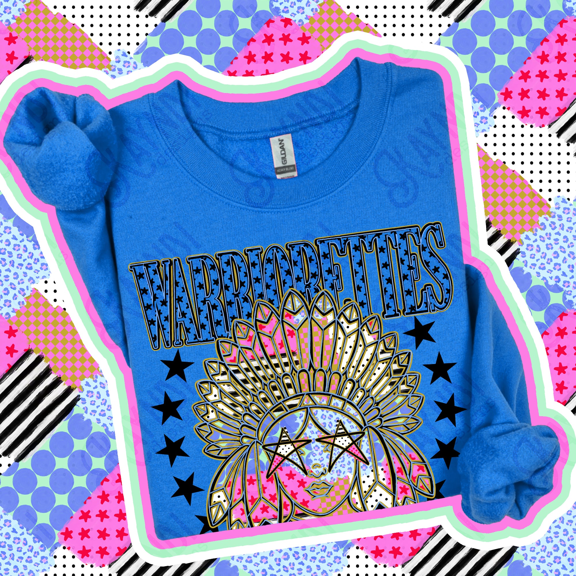 Patchwork Varsity Stars Mascots Warriorettes design