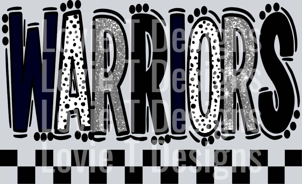 Warriors NAVY Dk Gray Doodle Dot Mascot