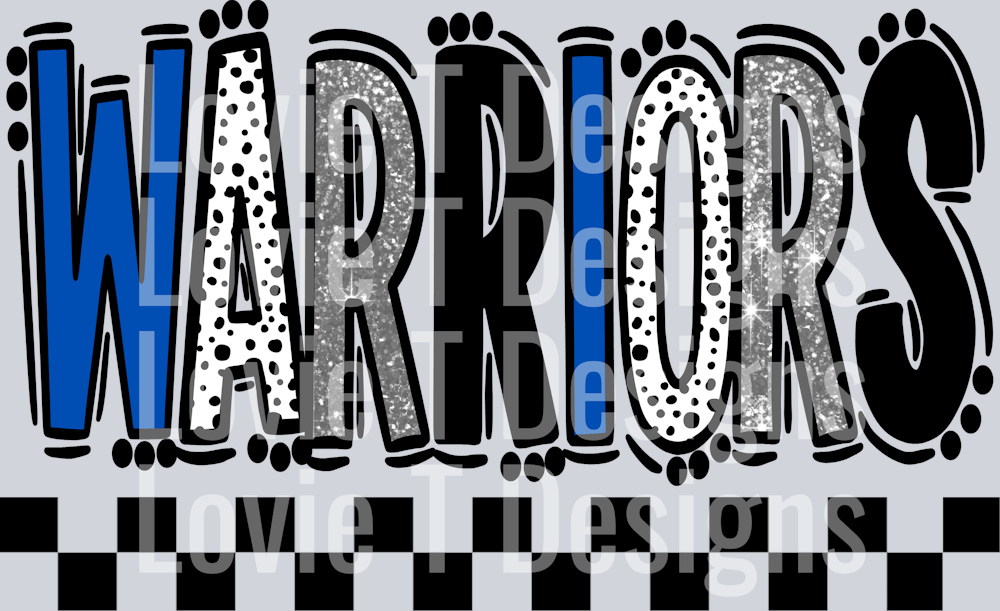 Warriors Royal Dk Gray Doodle Dot Mascot