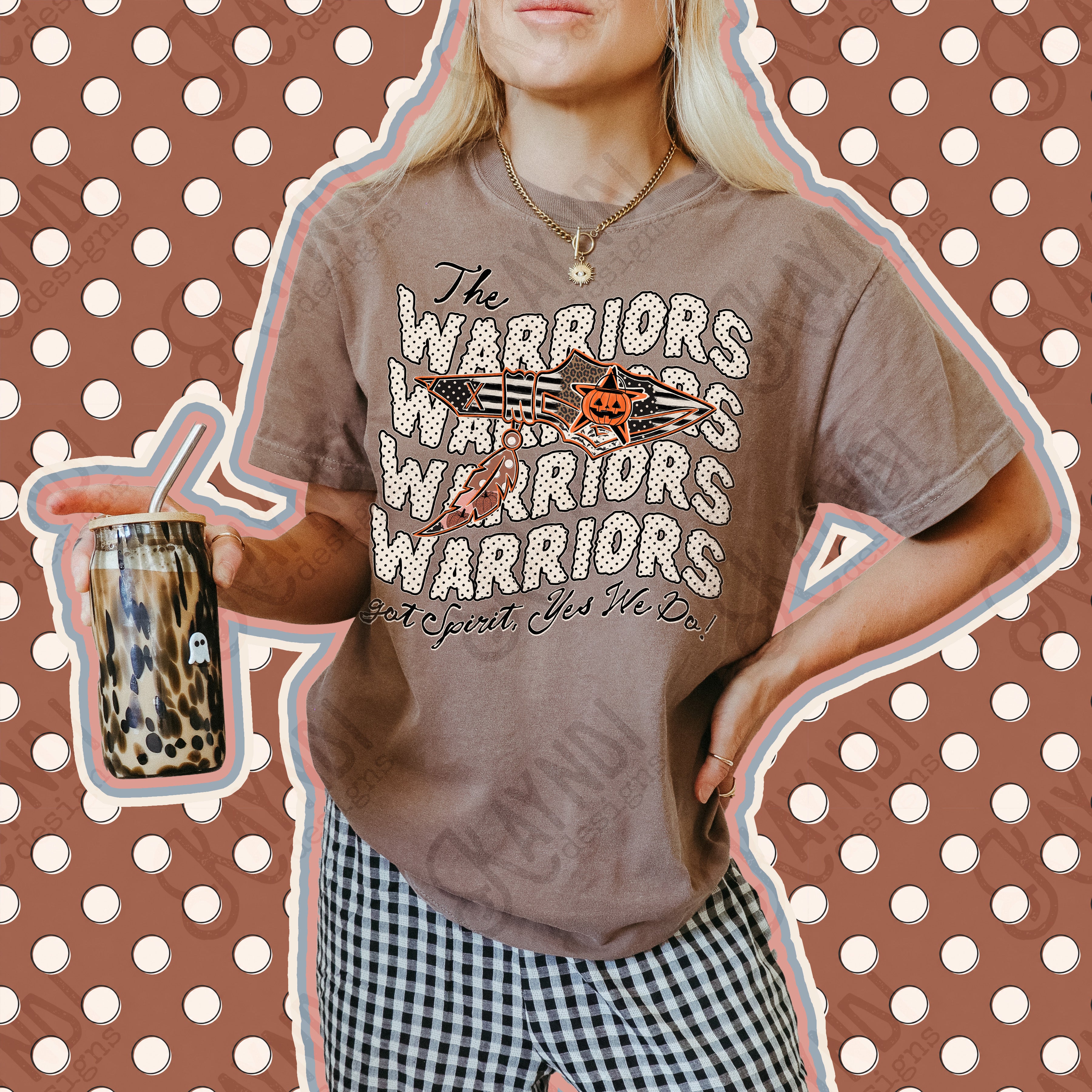 Patchwork Pumpkin Spirit Mascots Warriors 3 design