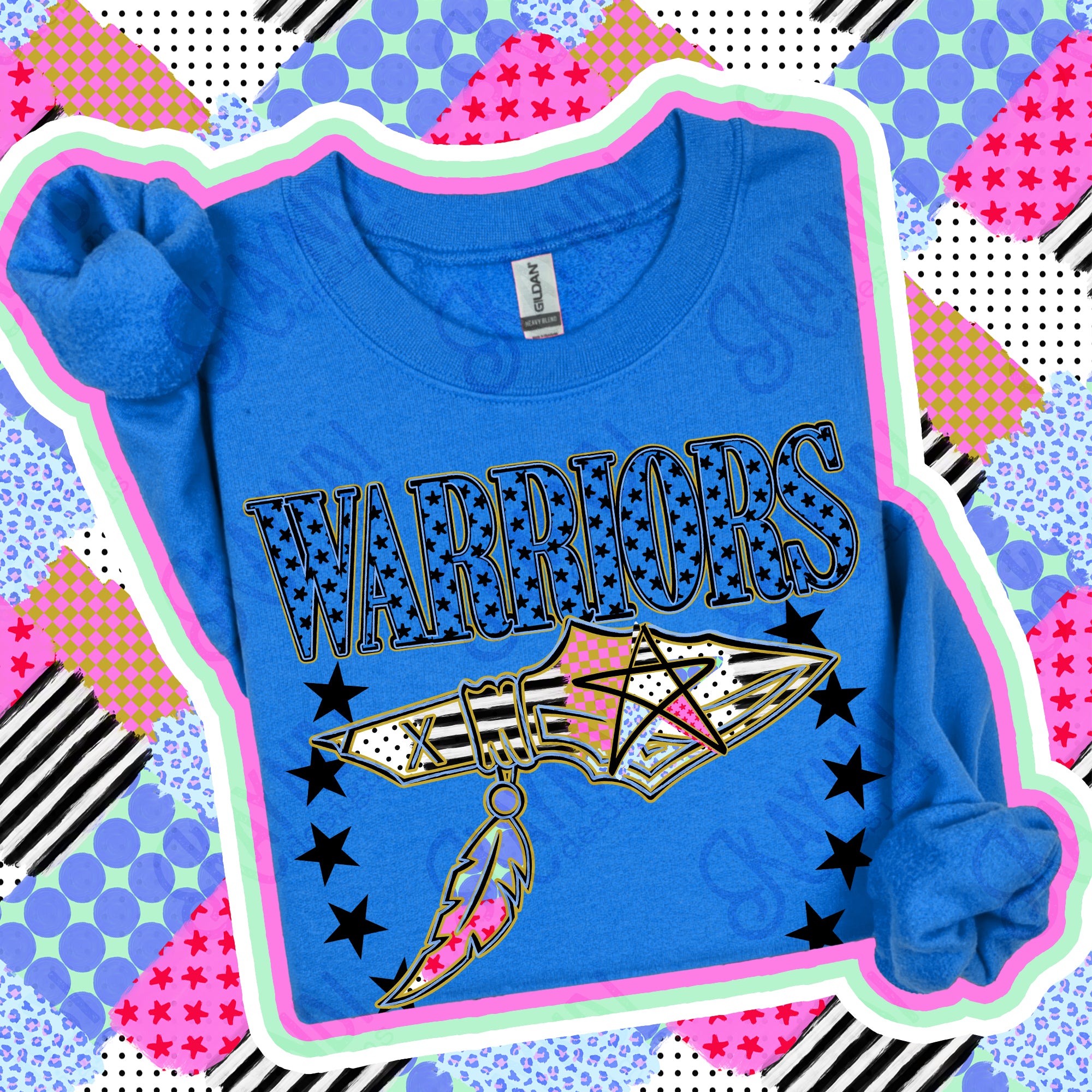 Patchwork Varsity Stars Mascots Warriors 3 design