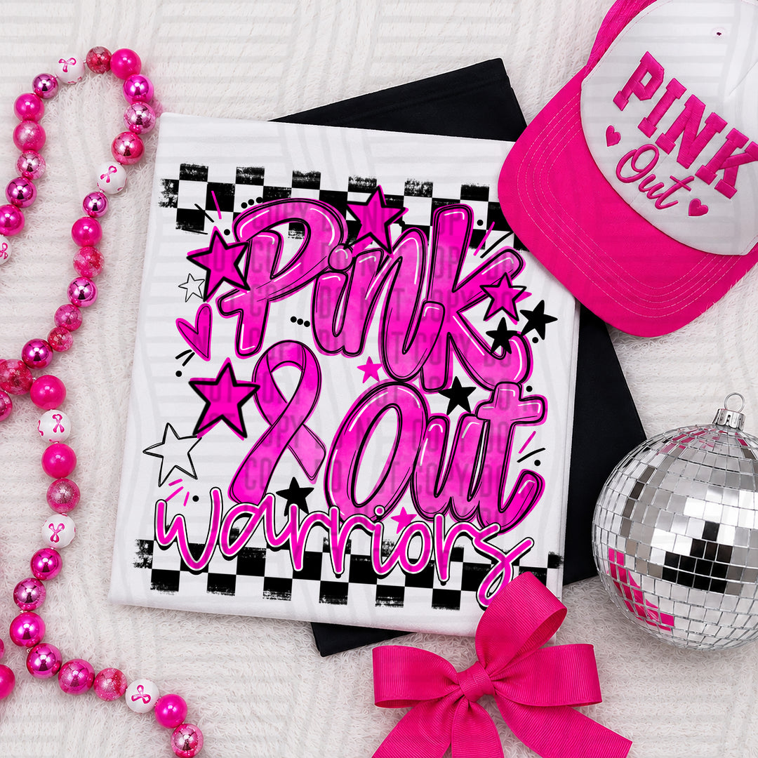 Warriors Pink Out Ribbon mascot DTF transfer