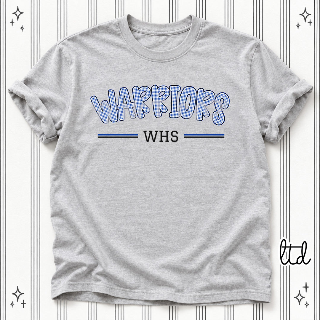 Warriors WHS Royal Black Gingham School Spirit DTF transfer