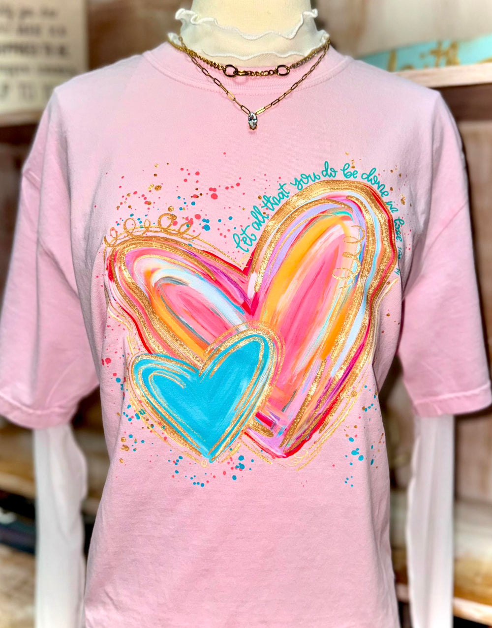 Watercolor Heart Splatter Valentine's DTF transfer design
