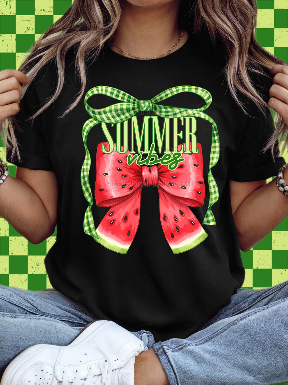 Watermelon Summer Bow DTF transfer design – image 1