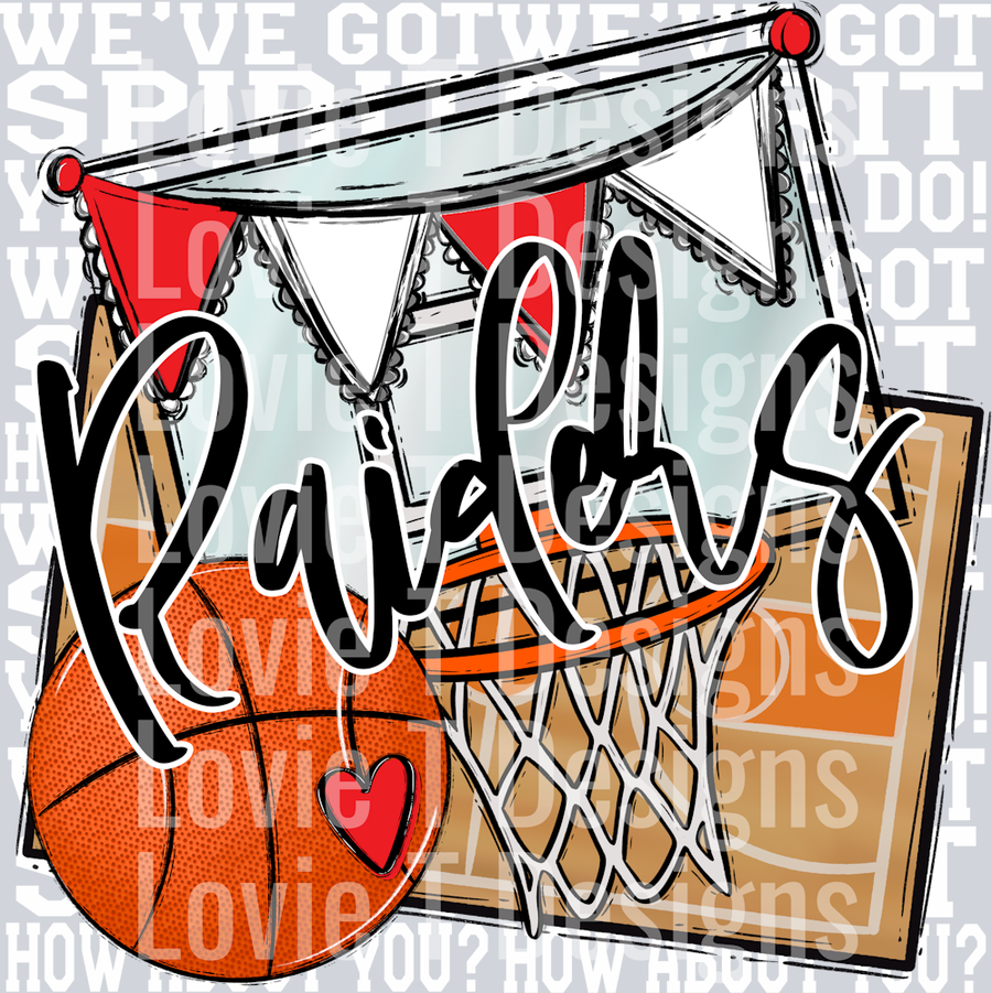 We've Got Spirit BASKETBALL WHITE PRINT RED RAIDERS