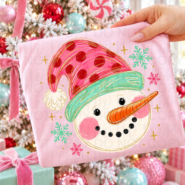 Whimsical Snowman Christmas DTF transfer mockup 5