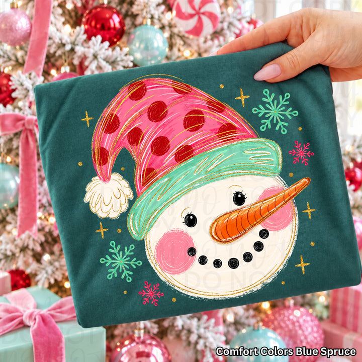 Whimsical Snowman Christmas DTF transfer mockup 6