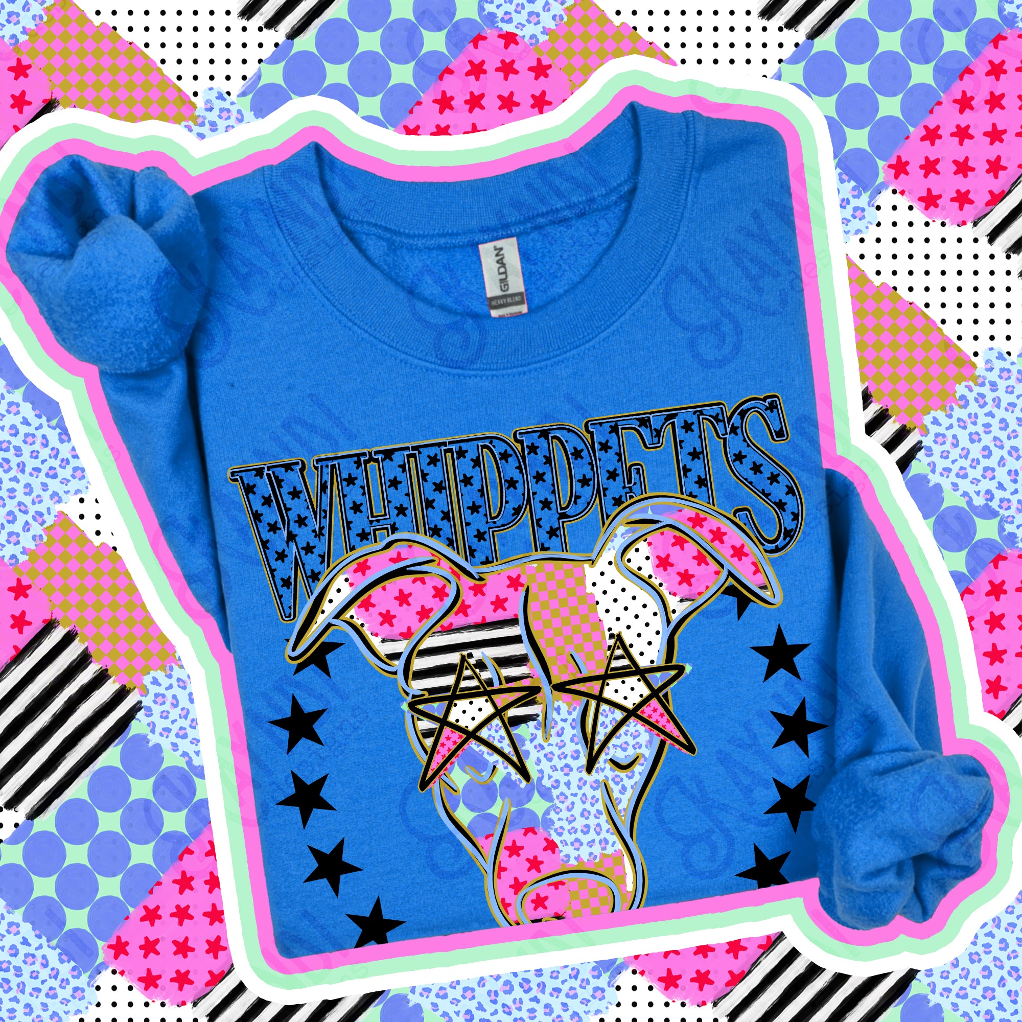 Patchwork Varsity Stars Mascots Whippets design