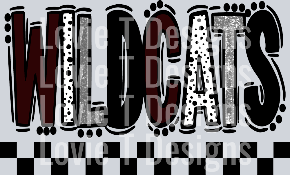 Wildcats Maroon Gray Doodle Dot Mascot