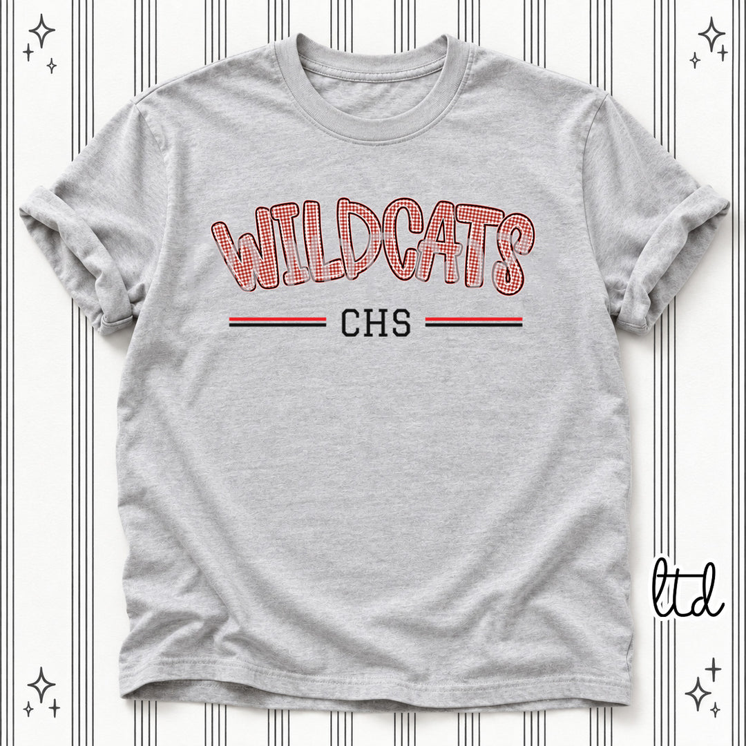 Wildcats CHS Black Red Gingham School Spirit DTF transfer