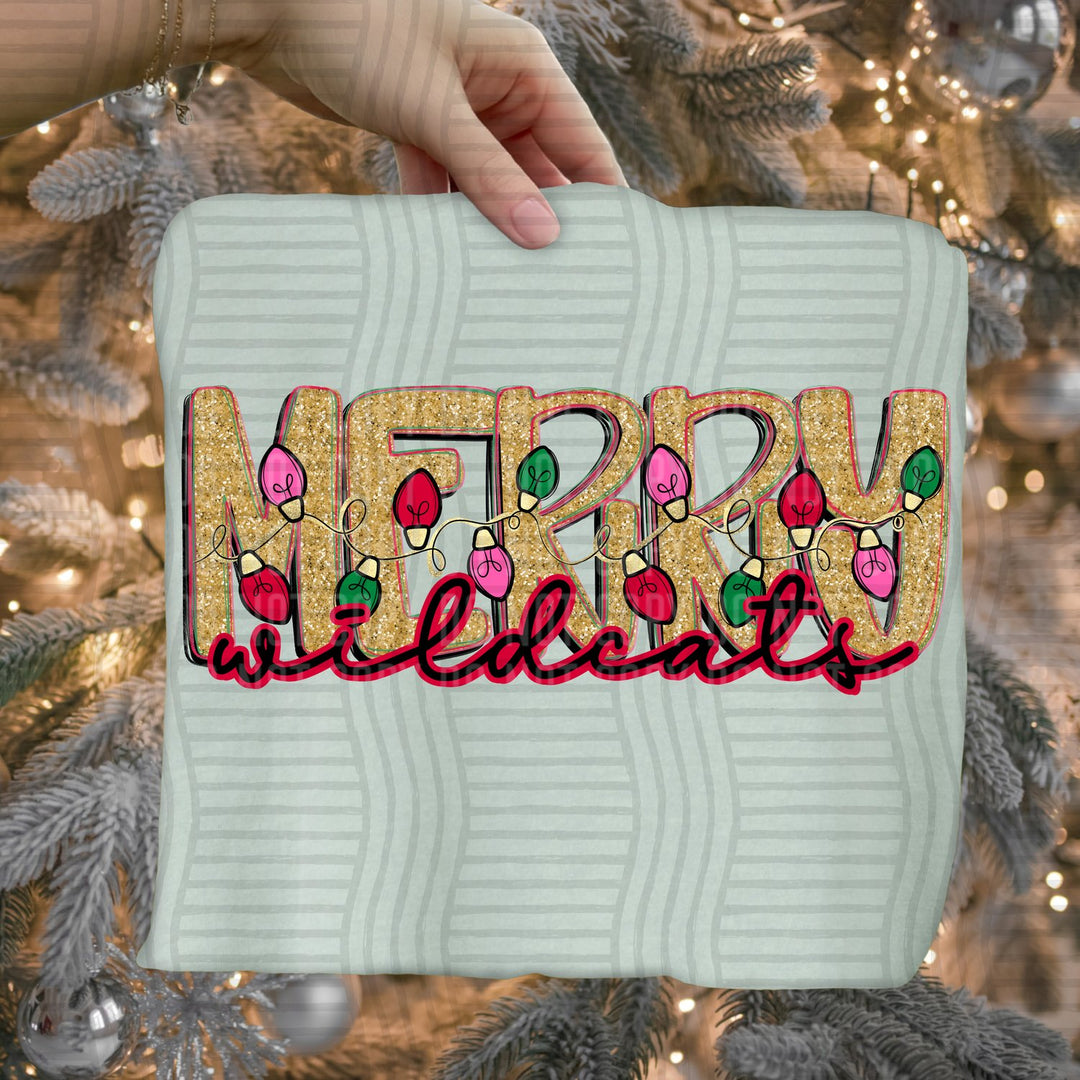 Wildcats Merry Lights Mascots DTF transfer