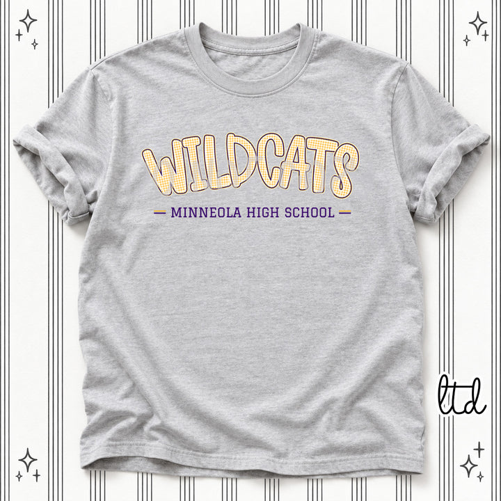 Wildcats Minneola Purple Yellow Gold Gingham School Spirit DTF transfer