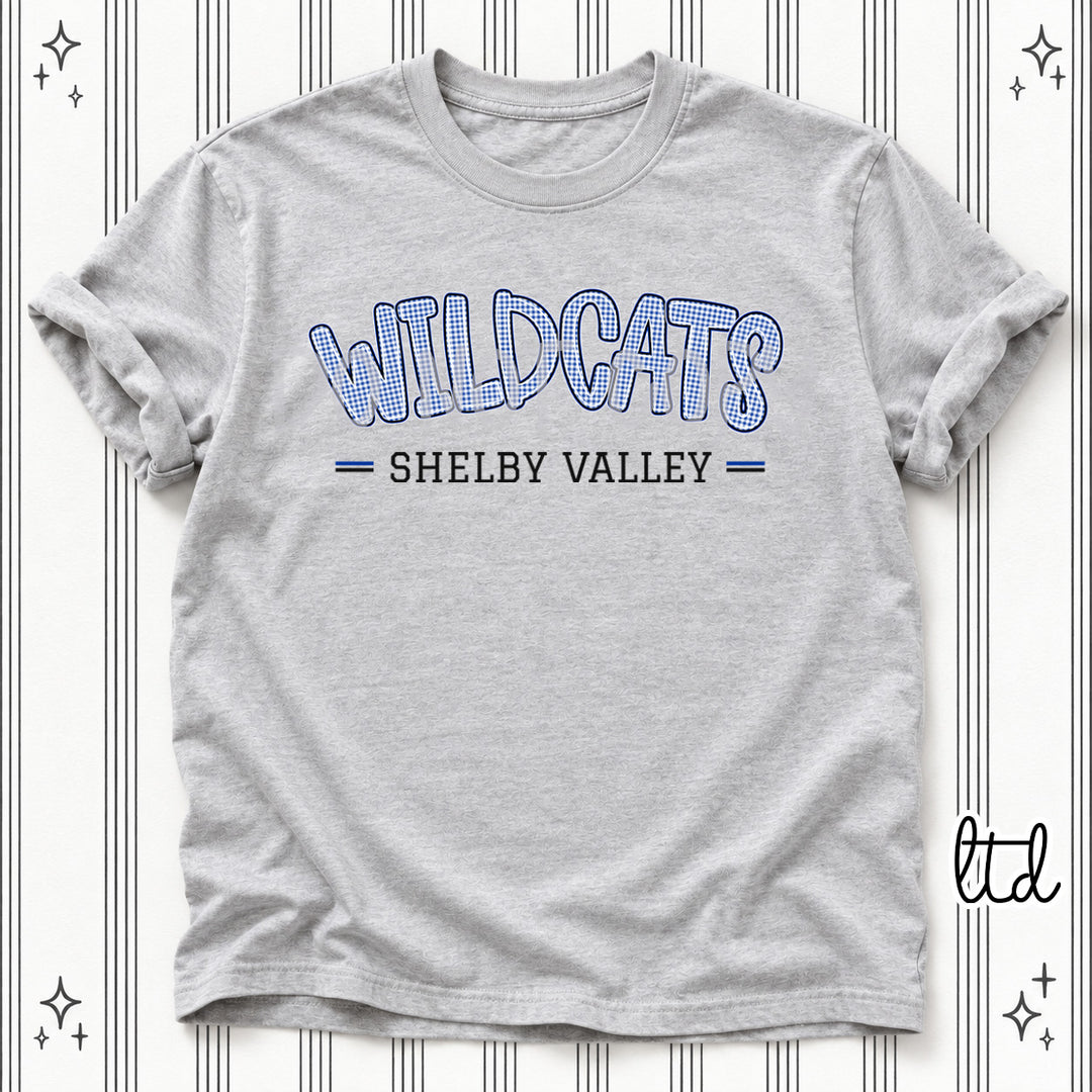 Wildcats Shelby Valley Royal Black Gingham School Spirit DTF transfer