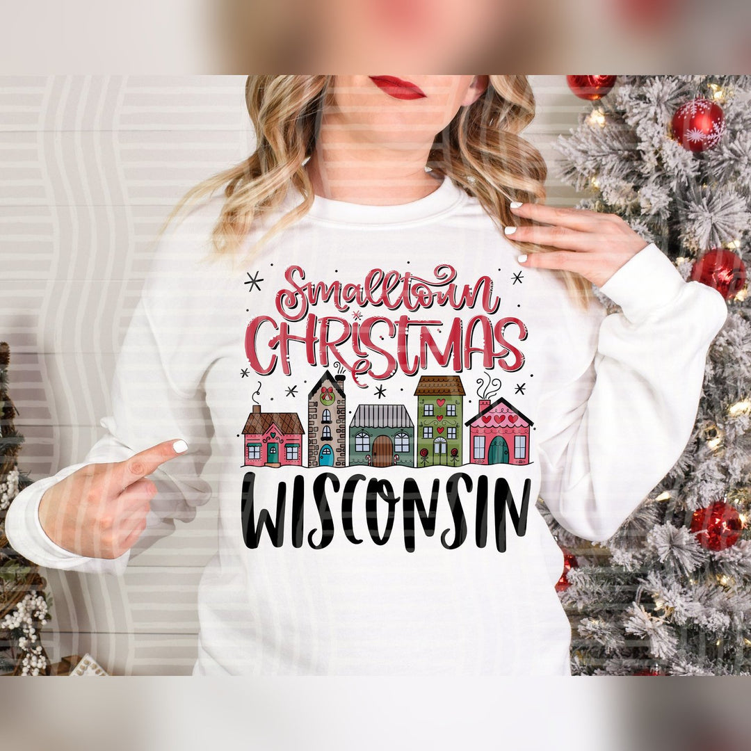 Wisconsin Smalltown Christmas States DTF transfer