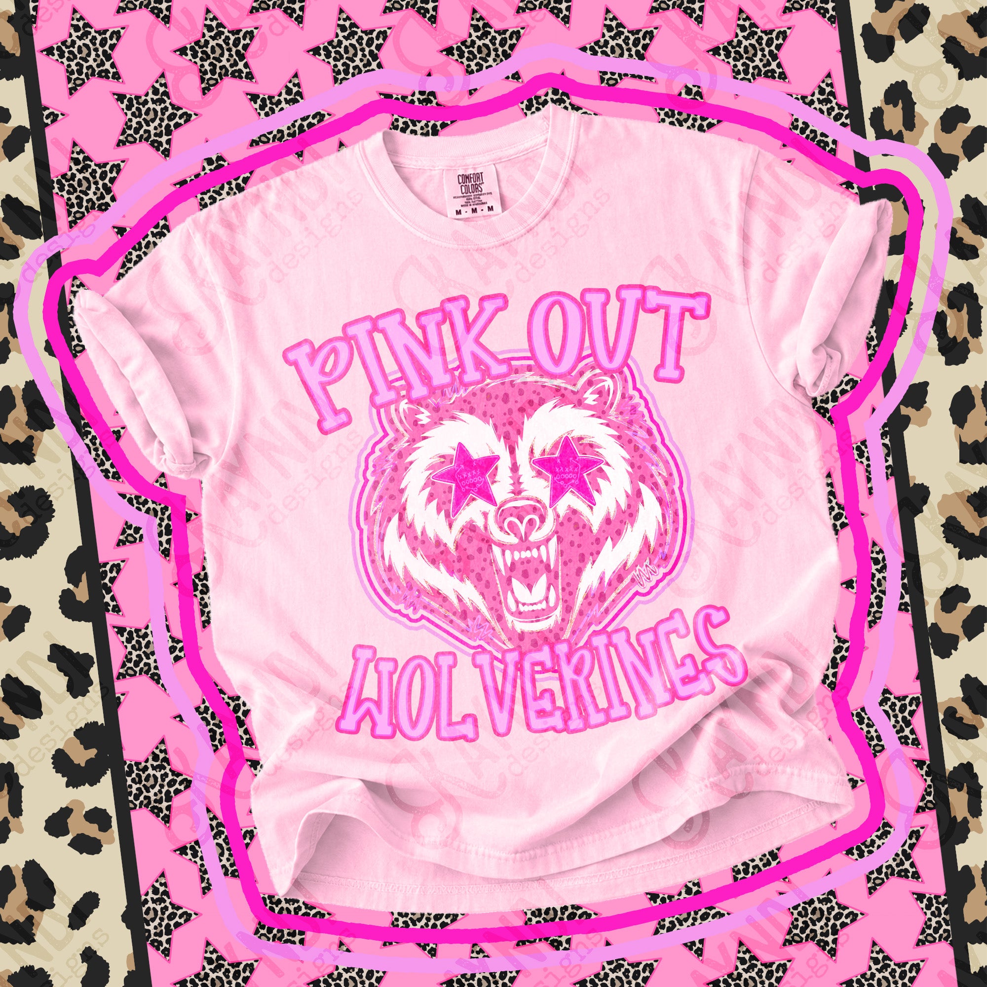 Pink Out Mascots Wolverines mockup