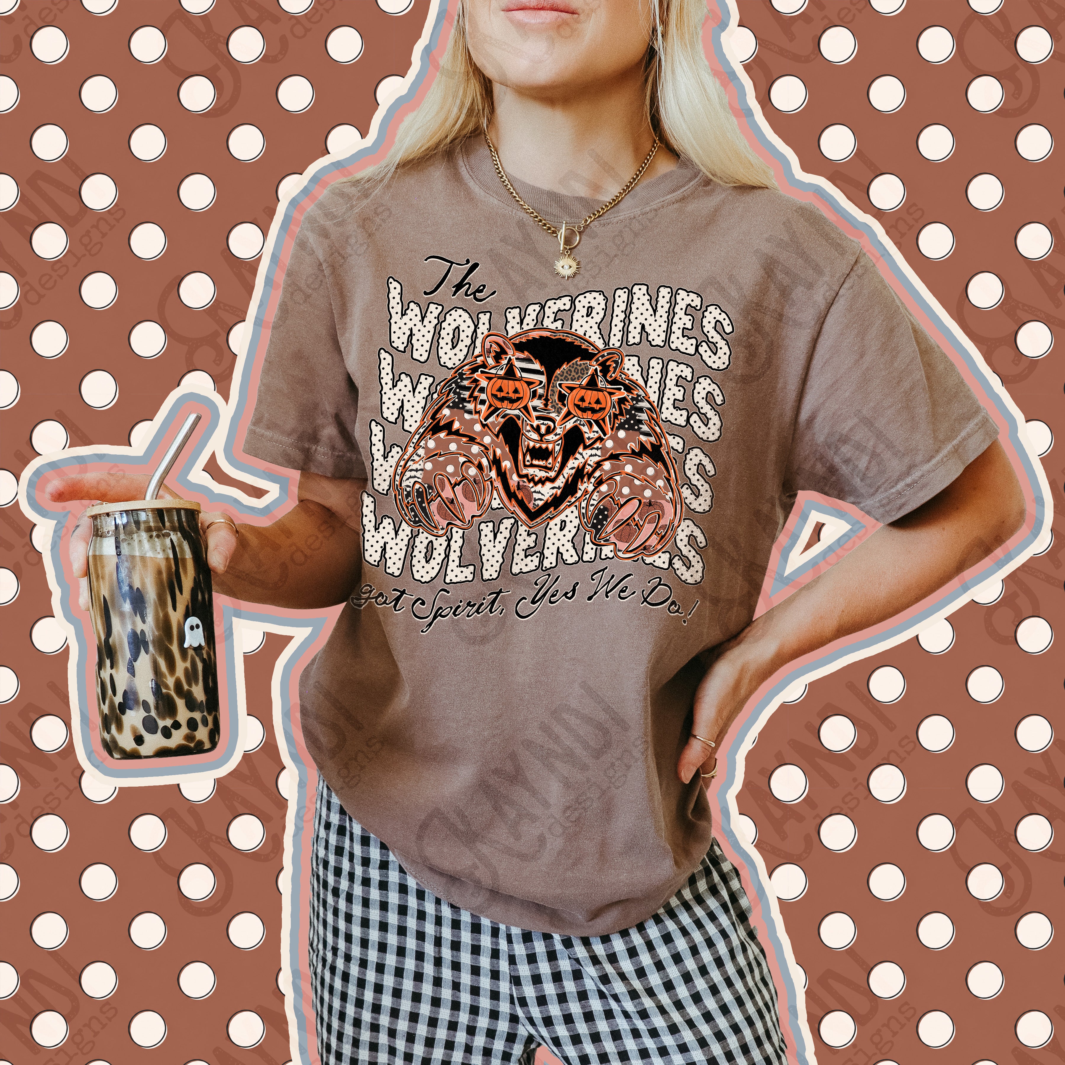 Patchwork Pumpkin Spirit Mascots Wolverines design
