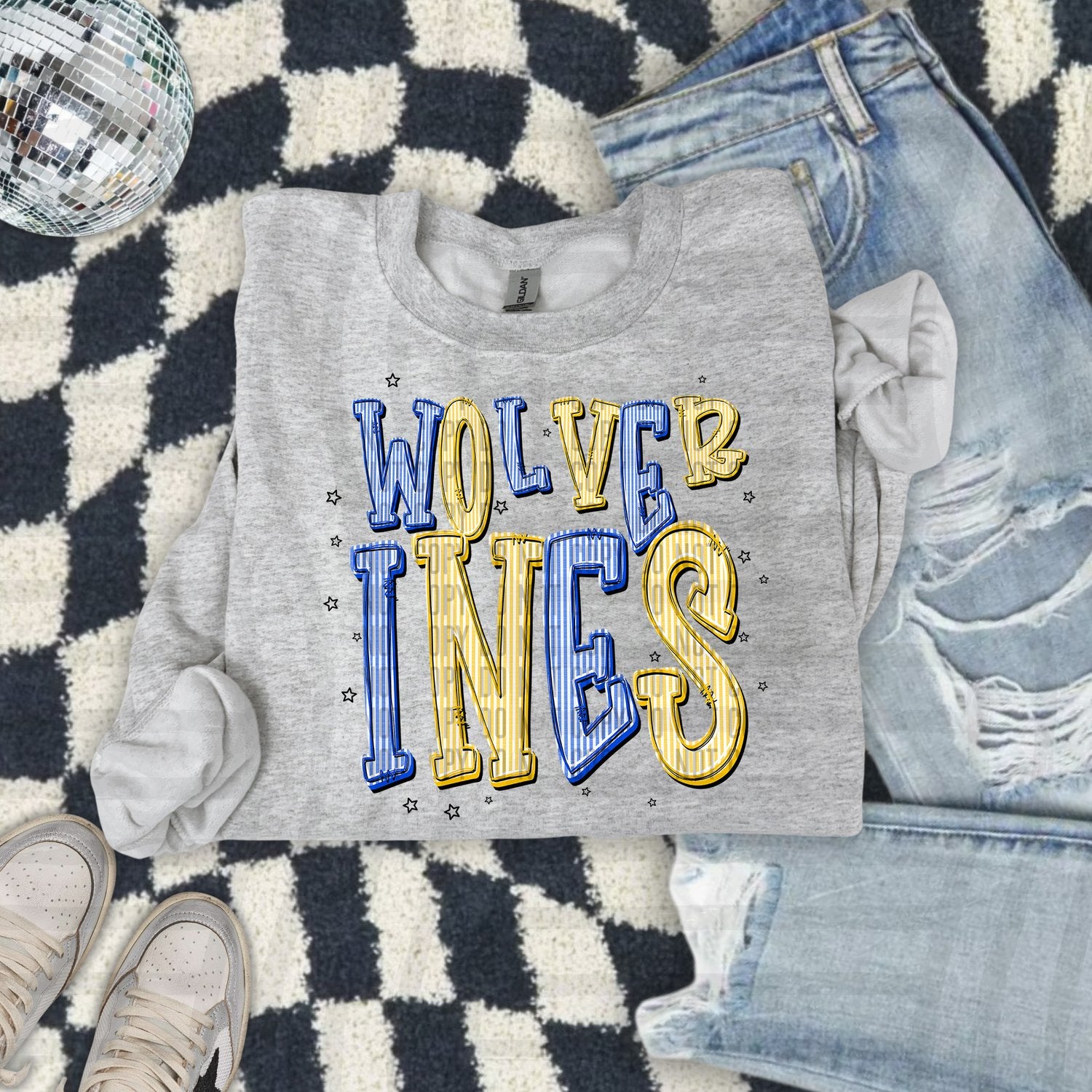 Seersucker Chic Two Color Mascots Wolverines design