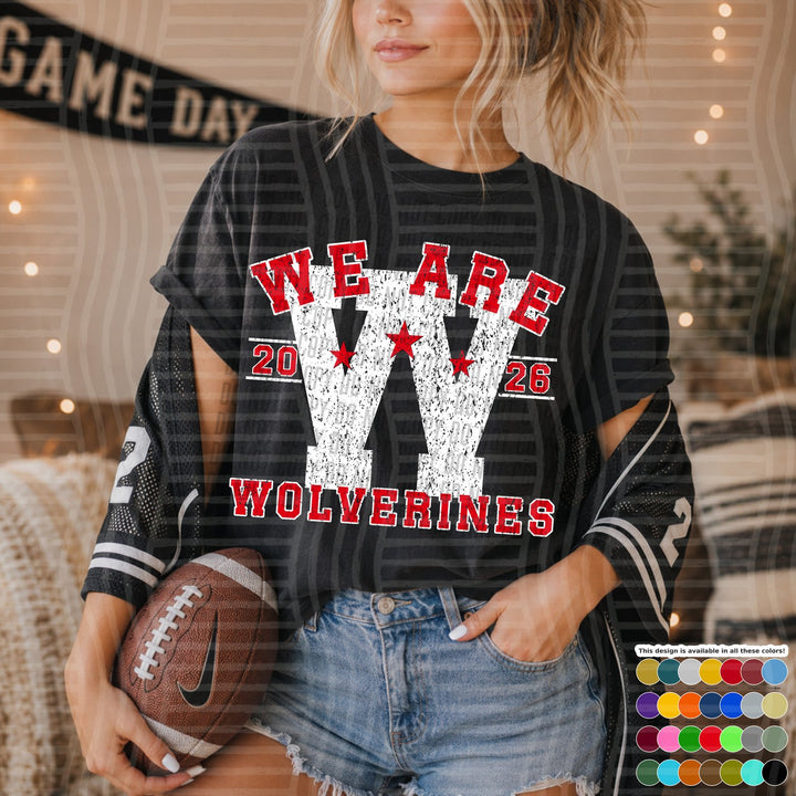 Wolverines Varsity Initials White Outline Mascots DTF transfer