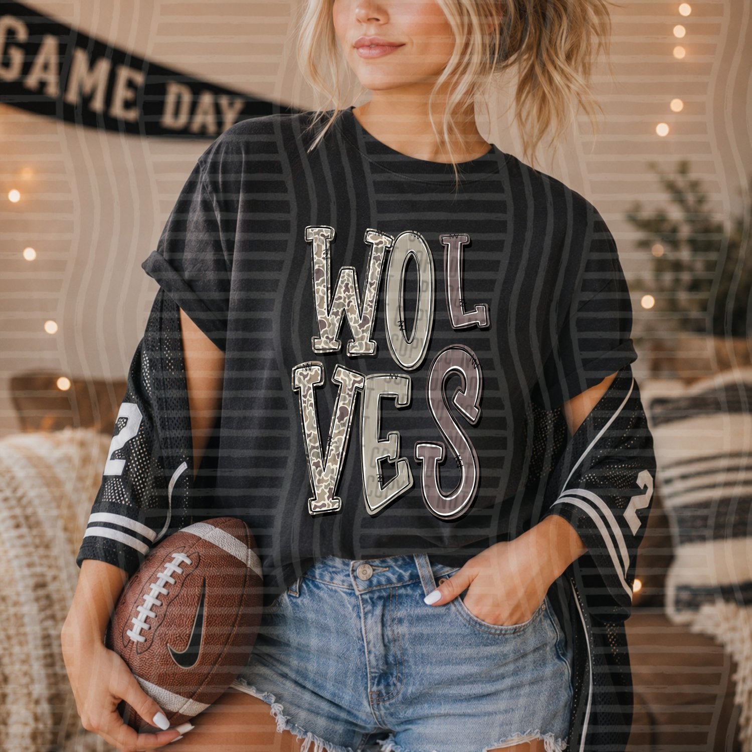 Camo Jumble Mascots Wolves design
