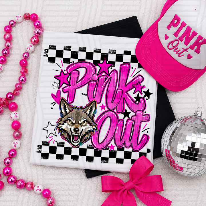 Wolves Pink Out mascot DTF transfer