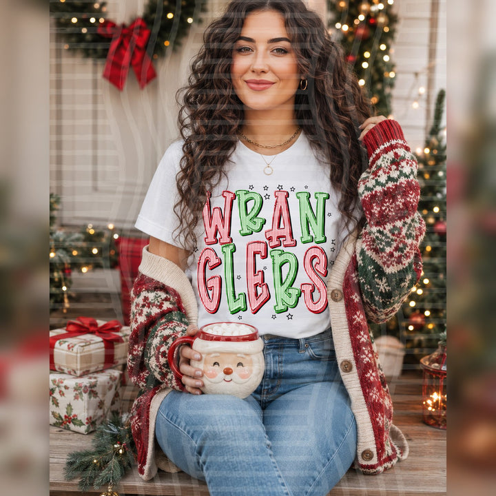 Wranglers Christmas Seersucker Mascots DTF transfer