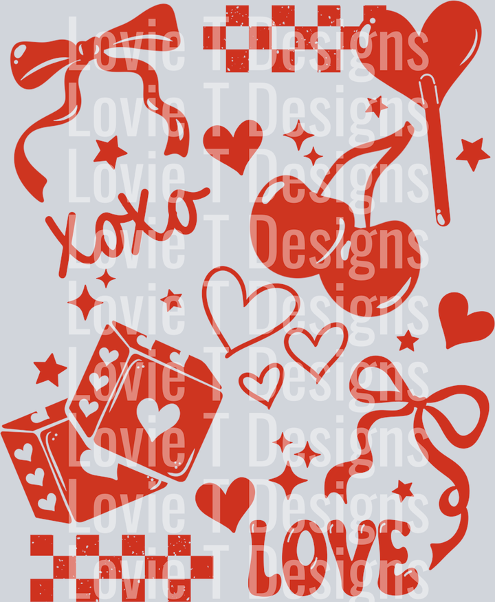 Xoxo doodles single color red