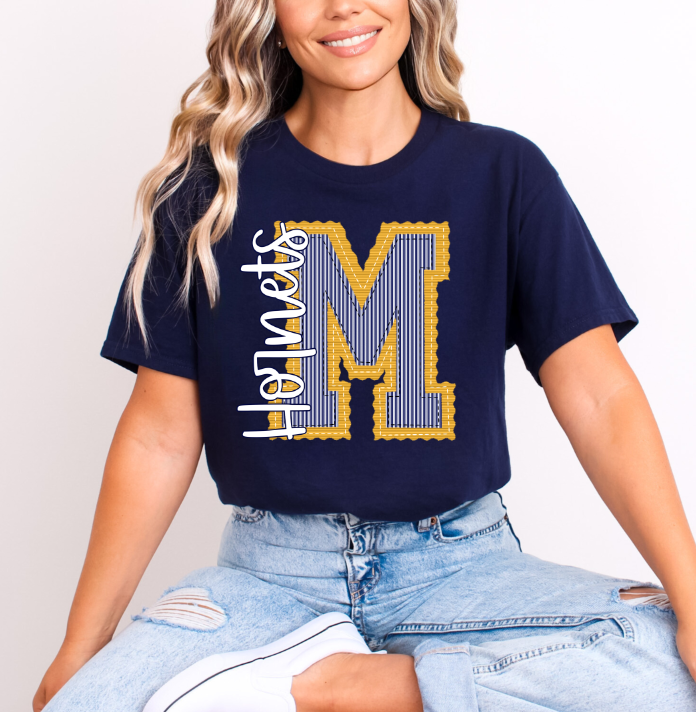 YELLOW BASE AND NAVY TOP M HORNETS PREPSTER