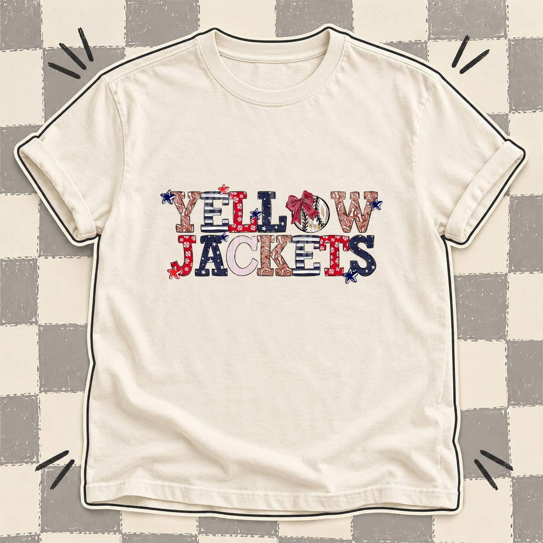 Yellowjackets Mixed Doodle Baseball Mascots – Ballpark Classic DTF transfer mockup