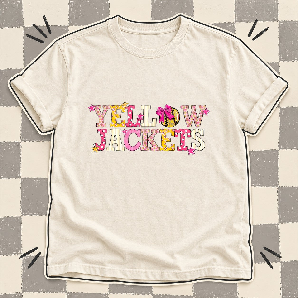 Mixed Doodle Softball Mascots – Sweet Softball Yellowjackets design
