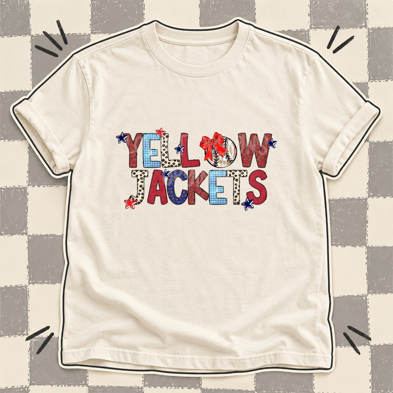 Mixed Doodle Baseball Mascots – Leopard Red Navy Yellowjackets design