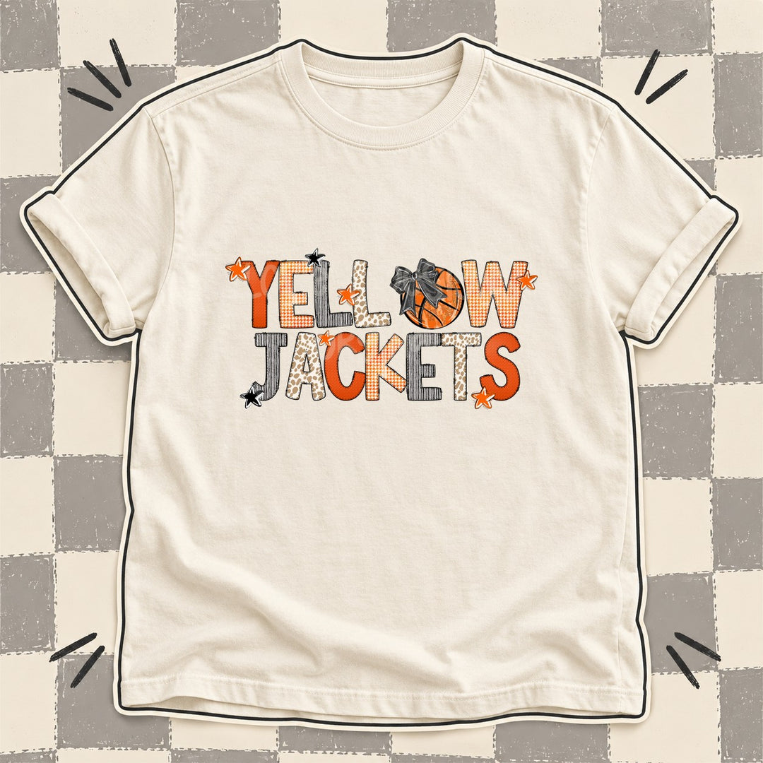 Yellowjackets Mixed Doodle Basketball Mascots – Hoops Houndstooth DTF transfer mockup